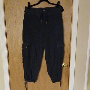 Free People Black Cargo Track Joggers